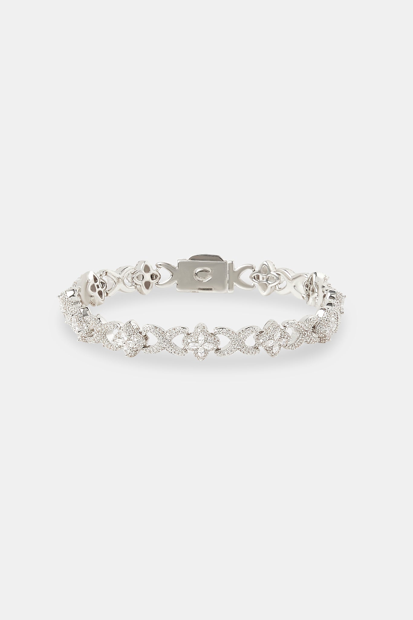 Iced Clear Baguette Motif Infinity Bracelet - 10mm